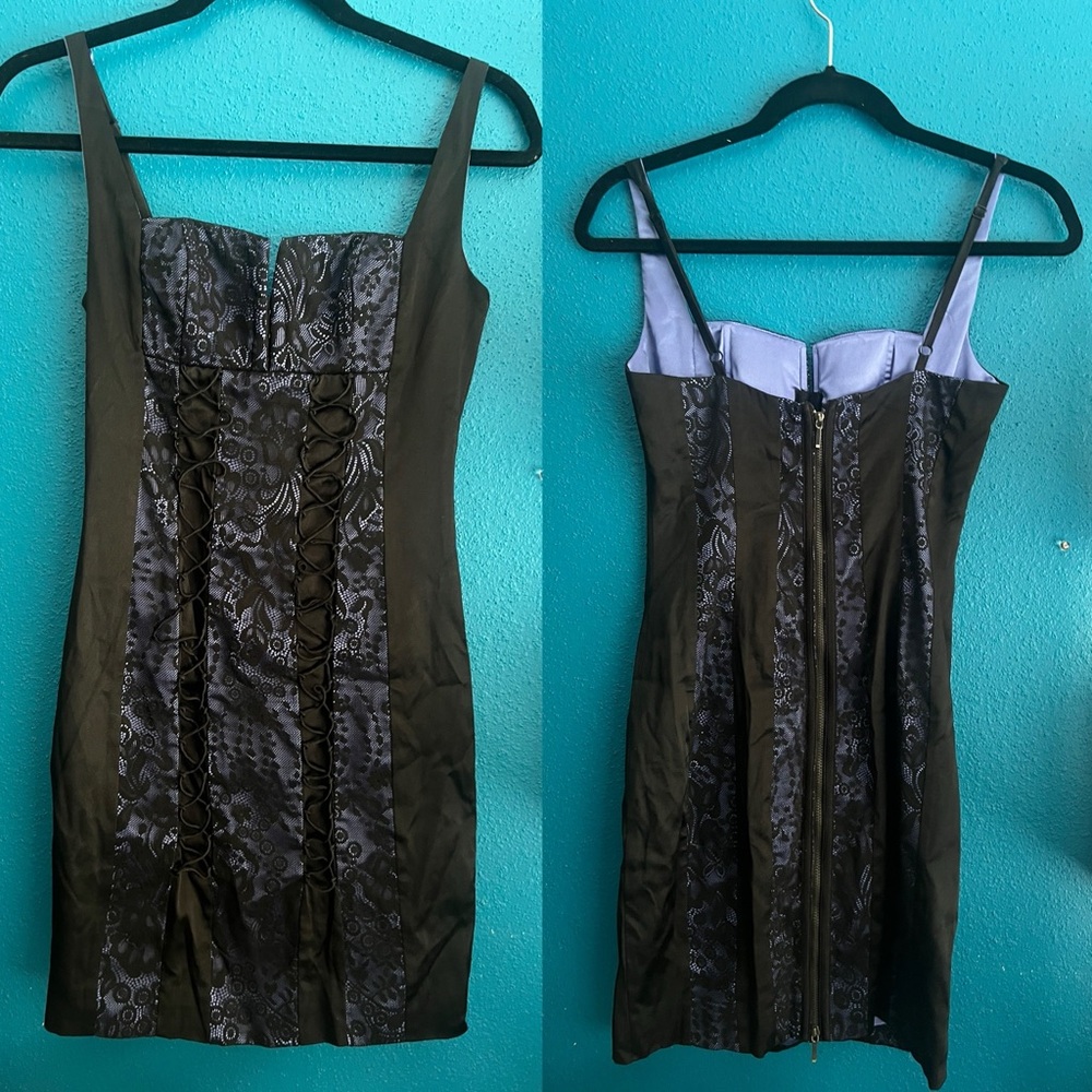 bebe Black and Gray Mini Dress